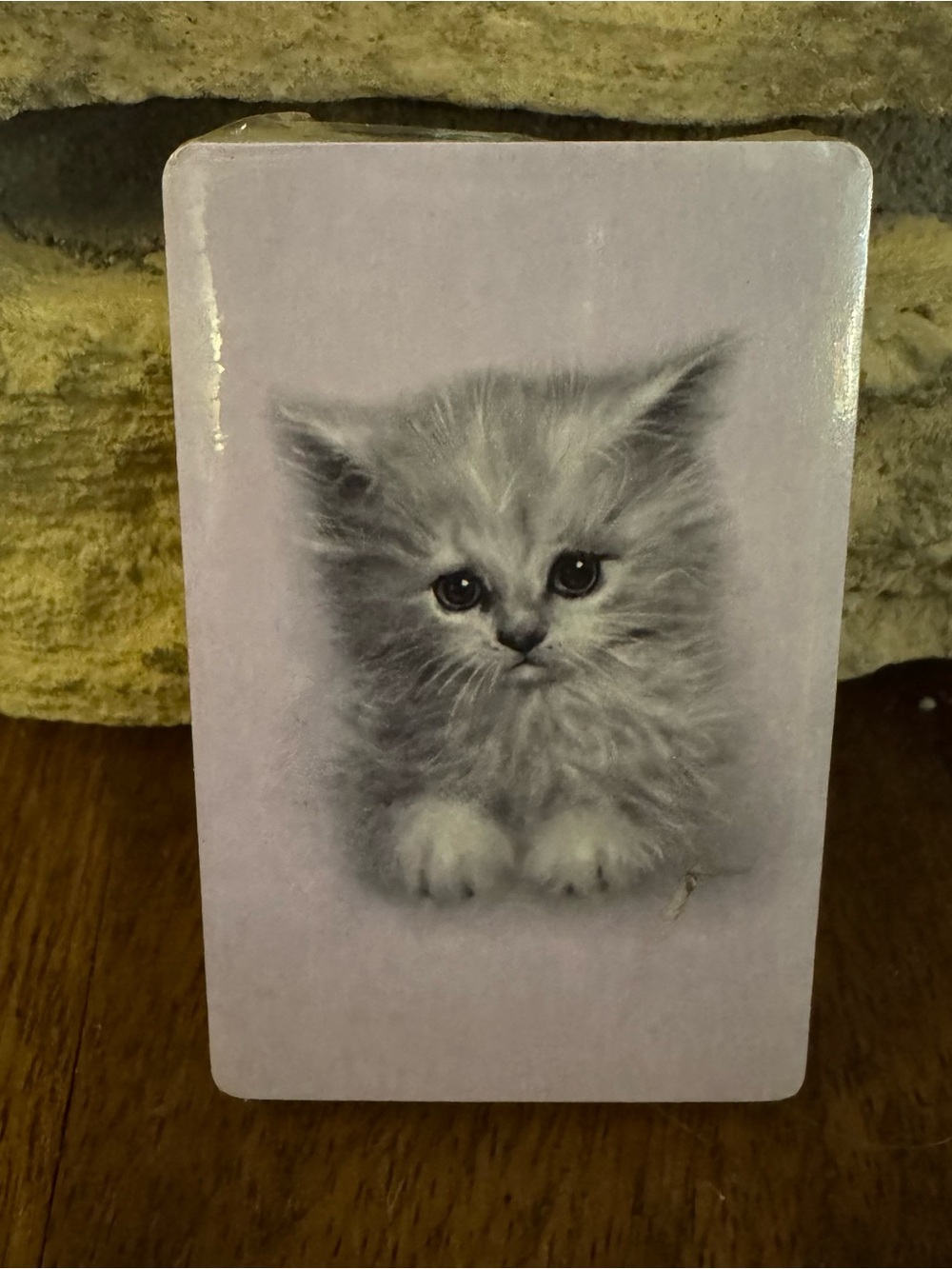 Vintage NOS Gray Kitten Playing Card Set Unopened Mid Century